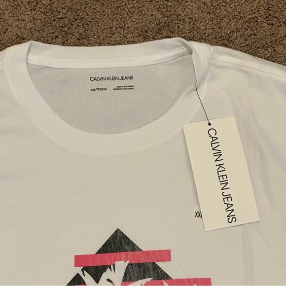 New Calvin Klein Jeans Logo+Palm Trees T-Shirt 2XL - Picture 2 of 4